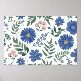Elegantes Blumenmuster mit frischen Pflanzen Poster