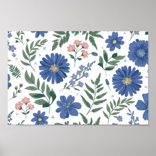 Elegantes Blumenmuster mit frischen Pflanzen Poster (Vorne)