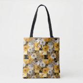 Elegantes Blumenmuster mit Gelb, Grau, Schwarz Tasche (Vorderseite)