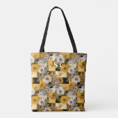 Elegantes Blumenmuster mit Gelb, Grau, Schwarz Tasche (Rückseite)