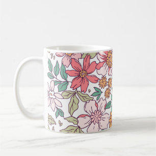 Elegantes Blumenmuster mit kleinen handgezeichnete Kaffeetasse