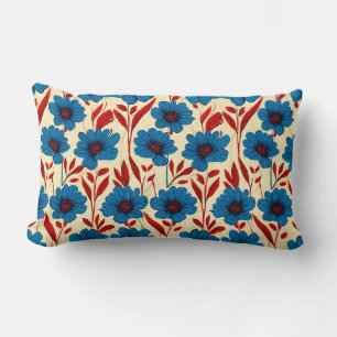 Elegantes Blumenmuster mit lebendigen blauen Blüte Lendenkissen
