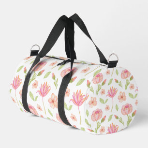 Elegantes Blumenmuster mit rosa Pfingstrosen und L Duffle Bag