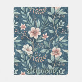 Elegantes Blumenmuster mit rosa und cremefarbenen  Fleecedecke (Vorderseite)