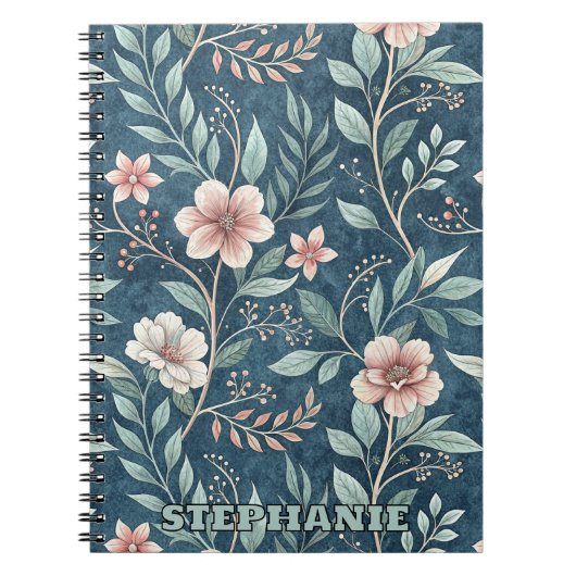 Elegantes Blumenmuster mit rosa und cremefarbenen Notizblock (Vorderseite)