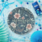 Elegantes Blumenmuster mit rosa und cremefarbenen Pappteller (Party)