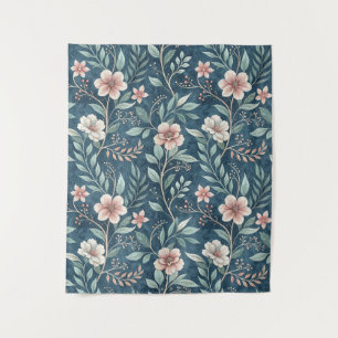 Elegantes Blumenmuster mit rosa und cremefarbenen Wandteppich