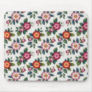 Elegantes Blumenmuster mit Rosen und Gänseblümchen Mousepad