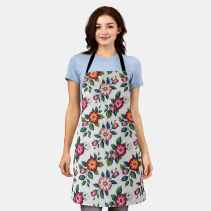Elegantes Blumenmuster mit Rosen und Gänseblümchen Schürze