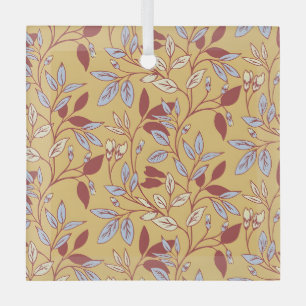 Elegantes Blumenmuster mit roten und blauen Blätte Ornament Aus Glas