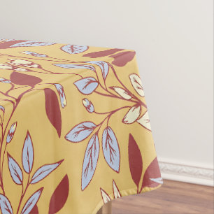 Elegantes Blumenmuster mit roten und blauen Blätte Tischdecke