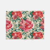 Elegantes Blumenmuster mit roten und rosa Blume Fleecedecke (Vorderseite (Horizontal))