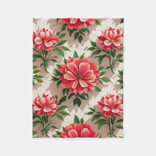 Elegantes Blumenmuster mit roten und rosa Blume Fleecedecke