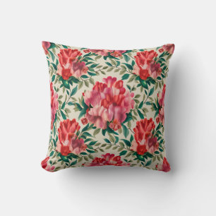 Elegantes Blumenmuster mit roten und rosa Blume Kissen