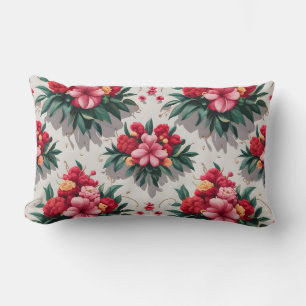 Elegantes Blumenmuster mit roten und rosa Blume Lendenkissen