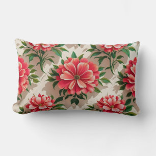 Elegantes Blumenmuster mit roten und rosa Blume Lendenkissen