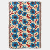 Elegantes Blumenmuster mit strahlenden Blautönen Decke (Vorderseite Vertikal)