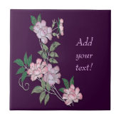 Elegantes Blumenmuster mit Text Fliese (Vorderseite)