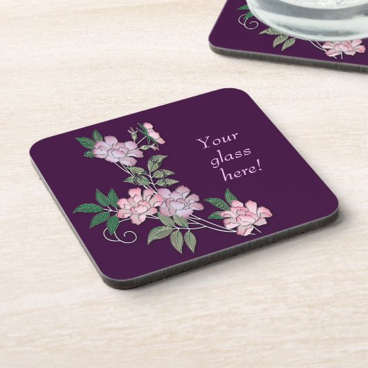 Elegantes Blumenmuster mit Text Untersetzer (Linke Seite)