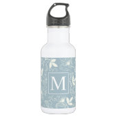 Elegantes Blumenmuster Monogramm| Wasserflasche (Vorderseite)