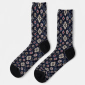 Elegantes Blumenmuster Navy Blue Socken (Linkes Detail)