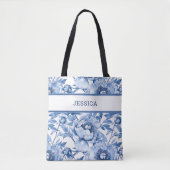 Elegantes Blumenmuster Niedliche botanische Blume Tasche (Vorderseite)