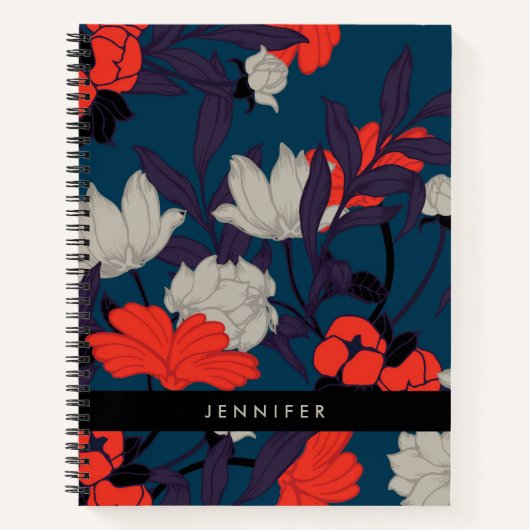 Elegantes Blumenmuster Notizblock (Vorderseite)