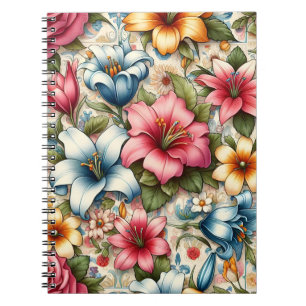Elegantes Blumenmuster Notizbuch Notizblock