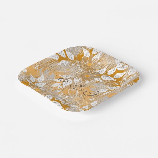 Elegantes Blumenmuster. Pappteller (Gewinkelt)