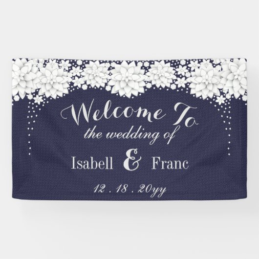 Elegantes Blumenmuster-Party Hochzeit Banner (Horizontal)