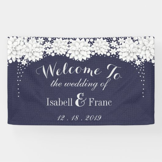 Elegantes Blumenmuster-Party Hochzeit Banner (Horizontal)