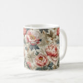 Elegantes Blumenmuster. Pellrosa-Erdnüsse Kaffeetasse (VorderseiteRechts)
