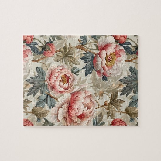 Elegantes Blumenmuster. Pellrosa-Erdnüsse Puzzle (Horizontal)