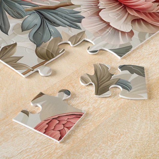 Elegantes Blumenmuster. Pellrosa-Erdnüsse Puzzle (Seite)