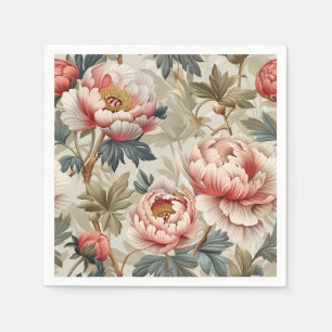 Elegantes Blumenmuster. Pellrosa-Erdnüsse Serviette