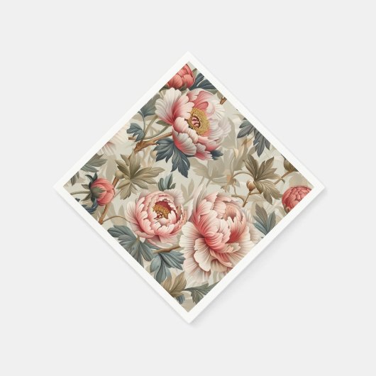 Elegantes Blumenmuster. Pellrosa-Erdnüsse Serviette (Ecke)