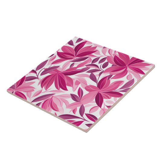 Elegantes Blumenmuster Pink Fuchsia Fliese (Seite)