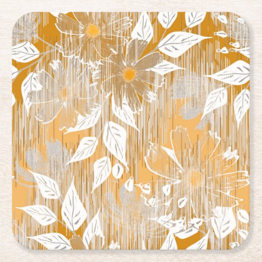 Elegantes Blumenmuster. Rechteckiger Pappuntersetzer (Vorderseite)