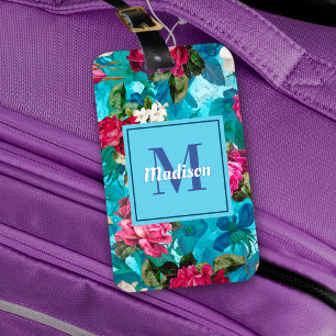 Elegantes Blumenmuster, rosa Blume Gepäckanhänger