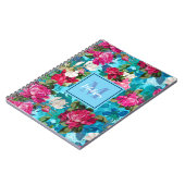 Elegantes Blumenmuster, rosa Blume Notizblock (Linke Seite)