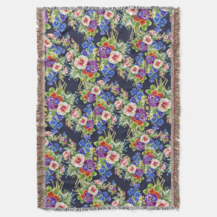 Elegantes Blumenmuster Rosa Gelbes blaues Foliage Decke