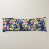 Elegantes Blumenmuster Rosa Gelbes blaues Foliage Seitenschläferkissen (Rückseite)