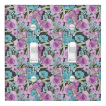 Elegantes Blumenmuster Rosa Lila Schwarzes Hinterg