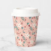 Elegantes Blumenmuster Rosa Pappbecher (Rückseite)