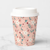 Elegantes Blumenmuster Rosa Pappbecher (Vorderseite)