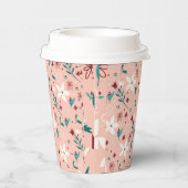 Elegantes Blumenmuster Rosa Pappbecher (Rechts)