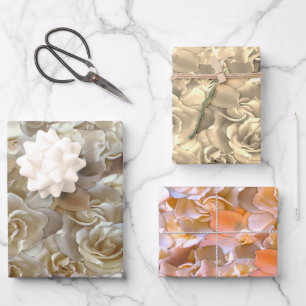 Elegantes Blumenmuster-Rose Petal-Muster Geschenkpapier Set