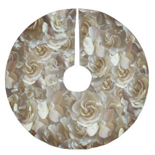 Elegantes Blumenmuster-Rose Petal-Muster Polyester Weihnachtsbaumdecke