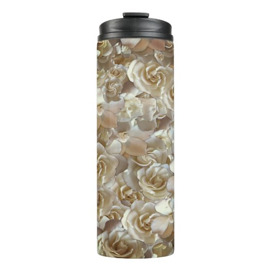 Elegantes Blumenmuster-Rose Petal-Muster Thermosbecher (Vorderseite)