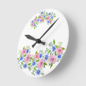 Elegantes Blumenmuster Runde Wanduhr (Winkel)